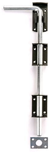 White Hinge Limited Large Garden Gate/Garage Door Drop Bolts - Black Powder Coated Metal, 375mm x 45mm, 2 Holes