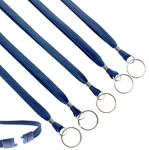 Specialist ID Bulk - Heavy Duty abbrechbar Lanyards mit Split Key Ring - Heavy Duty mit Break-Away-Haken und Schlüsselanhänger Keyring/Id-Halter Befestigung am Boden 100 Stück Marineblau