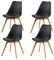 DORAFAIR 4er Set Esszimmerstühle skandinavisches Design mit Massivholz Eiche Bein und Kissen, Schwarz