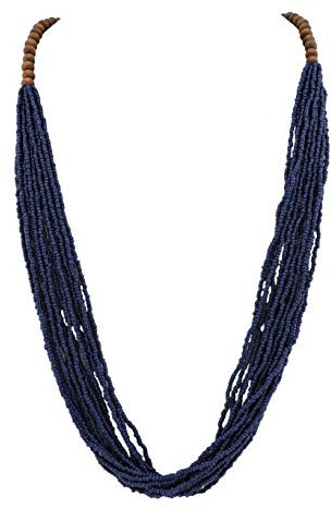 Bocar Collana lunga in rilievo fatta a mano a lunga fila con confezione regalo (NK-10407=navy blue)