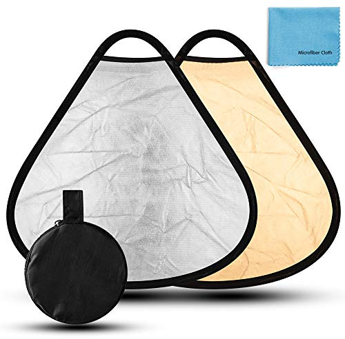 Fotover 30cm 2 in 1 Faltreflektor/Lichtreflektor mit Handgriff und Tragetasche,Gold Silber(12)