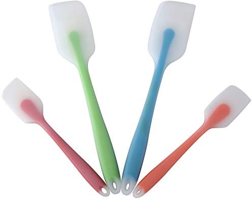 HiramWare Juego de 4 espátulas de silicona flexibles resistentes al calor 450F con núcleo de acero inoxidable, utensilios de cocina de grado alimenticio de buen agarre, sin costuras, resistentes, sin