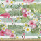 ABAKUHAUS Flamingo Gewebe als Meterware, Exotische Hawaii-Blätter, Schön Gewebten Stoff für Polster und Wohnaccessoires, 1M (148x100cm), Grünes Rosa Weiß