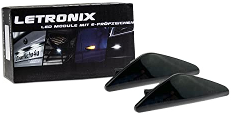 letronix LED Seitenblinker Blinker Module Smoke Schwarz geeignet für X3 F25 2010-2017 / X5 E70 2006-2013 / X6 E71 2008-2014 mit E-Prüfzeichen