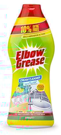 Elbow Grease Cream Cleaner With Micro Crystals For Kitchens And Bathrooms 550 Ml, Yellow, Lemon, 1 Pack