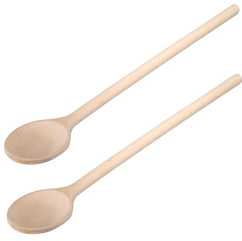HOFMEISTER® Cuchara de cocina grande de madera, producto natural de la UE: hecha a mano, sin plástico, sin arañazos en la olla, sin tratar, resistente al calor, cuchara de agitación gigante