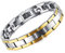 ATEIELLI Bracciale Uomo Acciaio al Titanio con Terapia Magnatica Oro Placcato (Acciaio-Oro-21.5cm)