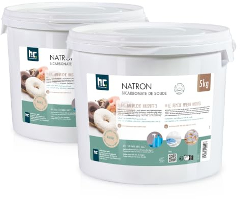Höfer Chemie Natron Backsoda Natriumhydrogencarbonat 2 x 5 kg - Natron Pulver in Lebensmittelqualität - Effektives Hausmittel - Vielseitig Verwendbar