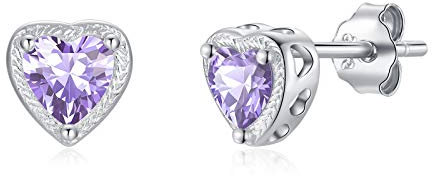 Qings Orecchini a forma di cuore in argento sterling 925 June Orecchini a cuore anallergici Regalo di compleanno