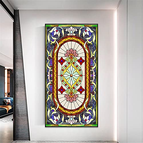 Película de privacidad para ventanas, estilo iglesia, 95, calcomanías para ventanas de vitral, adhesivos estáticos, películas decorativas esmeriladas, cubiertas de tamaño personalizado, 15.7 x 39.4
