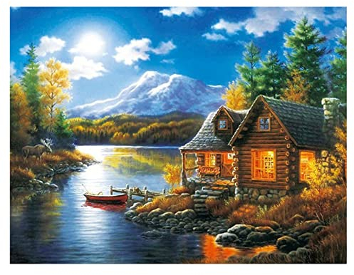 Cukol Kreuzstich Stickpackungen Vorgedruckt Set Erwachsene Landschaft, Stickvorlagen Stickbilder Vorgedruckt Kreuzstich Stickpackung Sticken Stickbild Set für Erwachsene Anfänger, Cross Stitch Kit