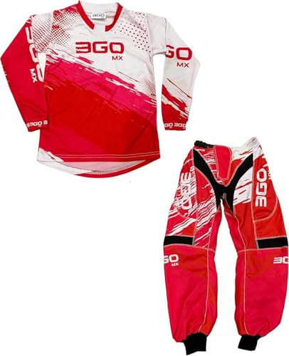3GO KIDS MX RACE SUIT New Motorbike Motocross Clothing Quad Kart ATV Child MTB BMX Pit Dirt Bike Racing Sports Junior Pant Shirt Kit -Red-5-7-22