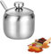 Pot à Sucre en Acier Inoxydable avec Couvercle Bol à Sucre avec Couvercle et Cuillère à Sucre Sucrier Inox avec Couvercle et Cuillère Pot à épices Rond en Acier Inoxydable pour Sucre, thé, Café,épices