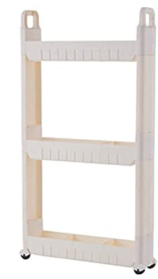 QINGXun 3 -Tier -Rollwagen, Nischenregal,10 cm Breiter Küchenwagen Mit Rädern, Mobiler Rollvorsitzender, Schmaler Aufbewahrungsbad, Schlanker Lagerwagen for Die Küche, Keine Schraubinstallation
