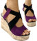HIONRE Nu Pieds en Cuir PU avec Confortable Sandales,Sandales à Plateforme à Blocs de Couleurs, Chaussures compensées élastiques pour Femmes,Violet,41,Basic Sandales Bout Ouvert Femme