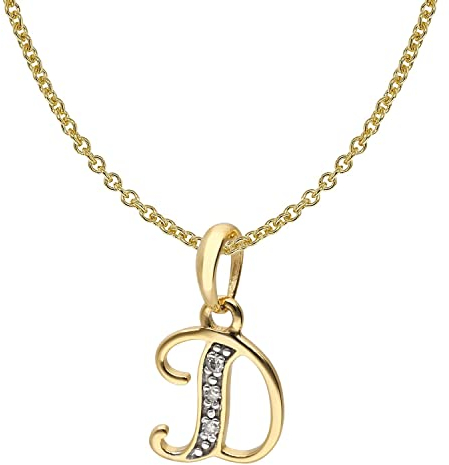 trendor Buchstaben-Anhänger D Gold 333/8K mit vergoldeter Silberkette modisches Schmuckstück aus Echtgold für Damen, tolle Geschenkidee, 41520-D-38 38 cm