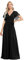 Ever-Pretty Bridesmaid V-Neck Ruffle Sleeves Ruched Bust Chiffon Maxi Wedding Dress for Bride Black 10UK