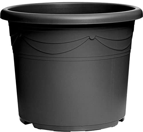 Garden Planter Sandra Graphite Grey Decorative 10 Litre Flower Pot Lightweight and Durable Pre-Drilled Drainage Holes Weatherproof Plastic No Cracking or Fading (3 x Black Pots)