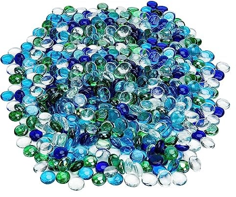 Hiziwimi 800Pcs coloré billes plates Galets de verre décoratifs, 17-20MM perles de verre plat lisse, 8LB, décoration pour aquarium, cailloux jardin exterieur, petit cailloux decoratif pour vase