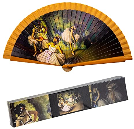 Faltbarer Fächer aus Baumwollstoff auf Holz, Kollektion (Ballerina)