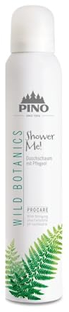 Pino Shower Me ! Duschschaum | Wild Botanics | Maskuliner Duft | mit Sonnenblumenöl | 100% Vegan | Made in Germany | 3 x 200 ml (3 Dosen = 600 ml)