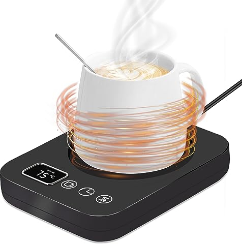 MIAOKE Kaffeetassenwärmer, intelligenter Tassenwärmer mit 3 Temperatureinstellungen Tassenwärmer für den Schreibtisch 4H Auto An/Aus Heizuntersetzer, Teewärmer-Schwarz