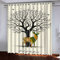 Kinder Vorhänge Schlafzimmer Schwarzes Baumtier Hirsch Schiebegardinen Blickdichter Vorhang Mit Ösen Verdunkelungsgardine, Vorhänge 3D Wohnzimmer Bedroom Children's Room 2 X 280 (B) X 250 (H) cm