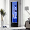 Komodee, Vitrine Armoire Alessandria, Blanc Noir, Largeur 60 cm x Hauteur :192 cm x Profondeur 42 cm, sans LED, 3 étagères, pour Salon, Chambre, Entrée