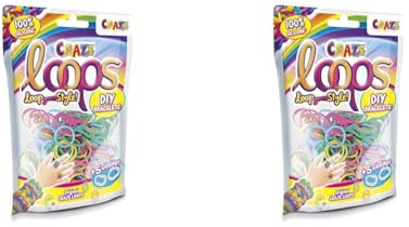 Craze 55064 Loops Foilbag Knüpfringe Silikonringe Armband Silikon Bänder Mega US-Trend 50645 Silikonbänder 50645-Loops-Knüpfringe, 100er, farbig Sortiert (super Colors) (Packung mit 2)