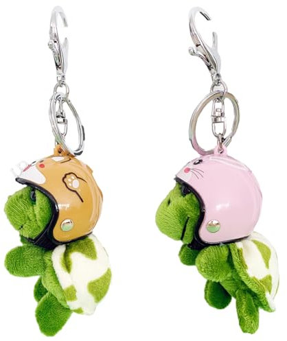 2Pcs Tortue en Peluche Porte - clés,Pendentif en Peluche Porte-clés Petit Vert Décoratif Dessin Animé en Peluche Porte-clés Poupée Tortue Porte-clés en Peluche pour Décoration de Sac à Dos