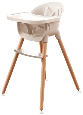 Fodoss 3 in 1 Hochstuhl aus Holz für Babys und Kleinkinder, umwandelbarer leicht zu reinigender Babystuhl, Silla Modernes Design para Comer De Bebe