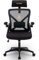 symino Bürostuhl, Bürostuhl Ergonomischer mit Verstellbarer Kopfstütze, Armlehnen, Lordosenstütze, drehbare Wippfunktion, Netzstuhl, rückenschonend, Bürostuhl 150 kg,Schwarz