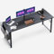 ODK Schreibtisch, Computertisch Bürotisch mit Kopfhörer Halter und Aufbewahrungstasche, Arbeitszimmer Holz PC Tisch Officetisch für Home, Office (Schwarz, 160x55x73.5cm)