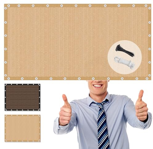 Balkonschutz UV-Schutz 100x600cm, Balkon Sichtschutz Ohne Bohren, Sichtschutz Terrasse HDPE, Balcony Privacy Screen,für Garten Balkon Zaun Terrassen, Beige