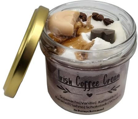 Duftkerze im Glas. Duft: Irish Coffee Cream. Handgemacht aus 100% Sojawachs