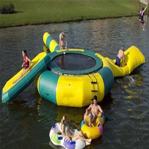 YJFEDCC Water Inflatable Trampoline Park, Trampoline Ocean Children's Amusement Park Equipment Inflatable Swimming Platform with Slide,10FT/3M