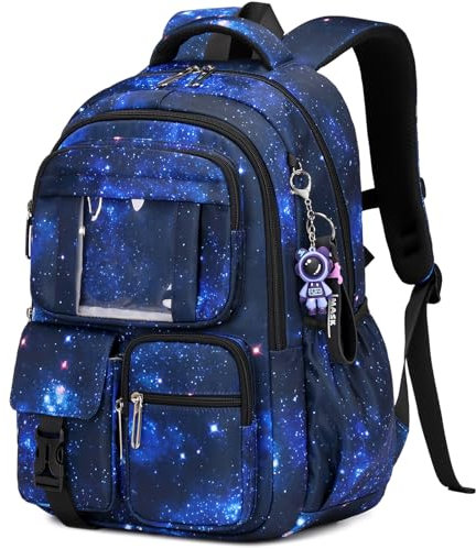 PIG PIG GIRL Kinder-Rucksack für Mädchen, Schultaschen für Mittelschule, Schüler, Büchertasche für Grundschule, Galaxy Blau, Einheitsgröße, Modern