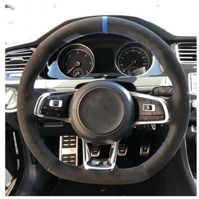 Lenkradbezug Für VW Für Polo Für S&cirocco 2015 2016 Schwarz Wildleder Leder Auto Lenkrad Abdeckung Für Golf 7 MK7 GTI R Lenkrad Aufkleber(Style 1)