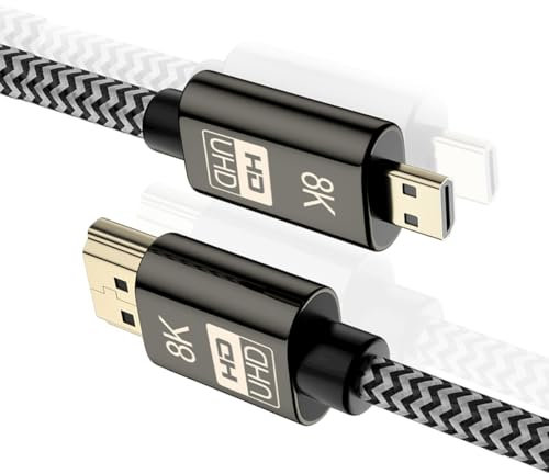 CY Cable 8K - Cavo Micro HDMI a HDMI HDTV 4K UHD Braid Cord High Speed maschio a tipo D maschio per computer HDTV (150 cm)
