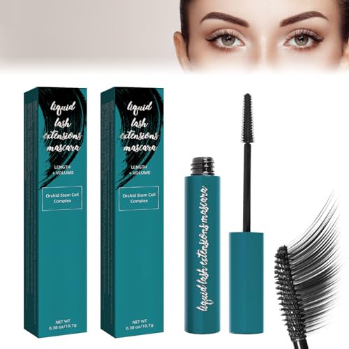 Mascara dick und dünn, wasserfest und schweißresistent, Reichhaltiges Schwarz 10,7 g/0,38 OZ (2 Pcs, Extra breit)