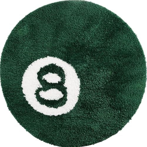Minicoco Badematte, Billardteppich, 8 Bälle, rutschfest, Anti-Schimmel, Y2K, wasserabsorbierende Matte, ultraweiche Mikrofaser, Badezimmerteppich, coole Teppiche, Raumdekor-Zubehör, Dunkelgrün