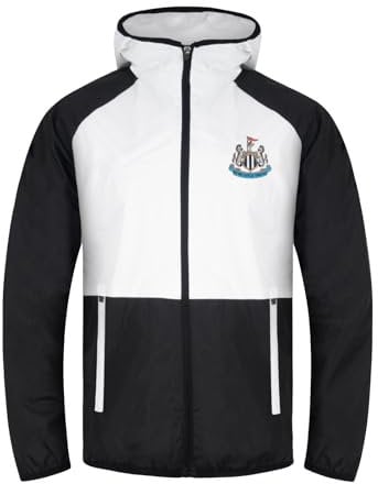 Newcastle United FC Official Gift Mens Shower Jacket Windbreaker Black White 3XL