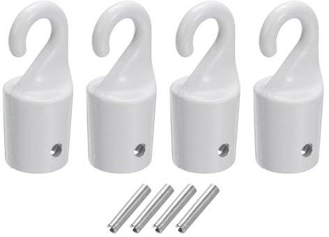 sourcing map 4Pcs White Window Tilt Rod Hooks Tip, Alloy Curtain Pull Rod Hooks Repair Vertical Blind Wand Replacement Parts Hook for Window Blind Stick Accessories