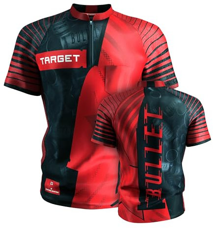 Target Darts Stephen Bunting Dart Shirt 2025, Größe: 4XL | Herren Darts Weltmeisterschaft Shirt, Coolplay kragenloses Dart-Top für Erwachsene, Dartboards Top für Männer, The Bullet Player T-Shirt