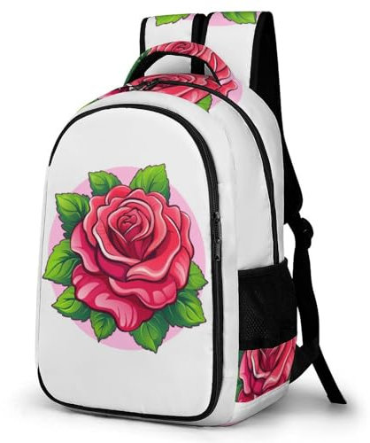 TPISLI Rucksack,Damen & Herren Backpack Mit Rosen Aufdruck,Unisex Daypack Rose Blume Schulrucksack, Tagesrucksack Für Freizeit Schule Job