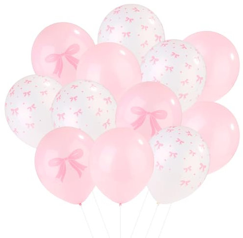 24 Ballons en Latex avec Noud, 30cm Rose et Blanc pour Décorations de Fête d'Anniversaire Enterrement de Vie de Jeune Fille Décoration de Mariage Fiançailles Fournitures de Fête de Mariage