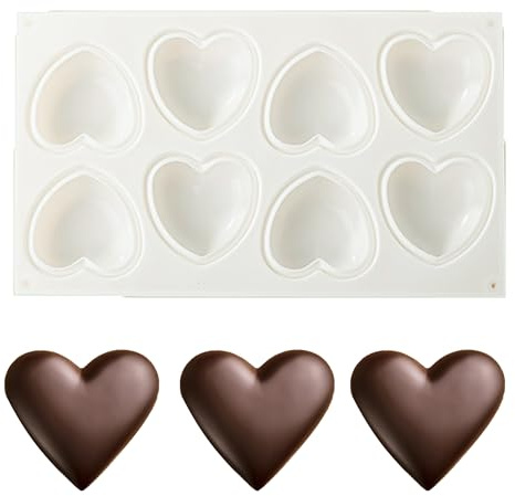 duoyif Herzform Silikon Backform Ø 7cm 8 Löcher Silikonform Herz Groß | Schokoladenform, Kuchenform, Mousseform Herz, Silikonform Backen Zur Herstellung Von Herzförmige Schokolade Gelee Puddings