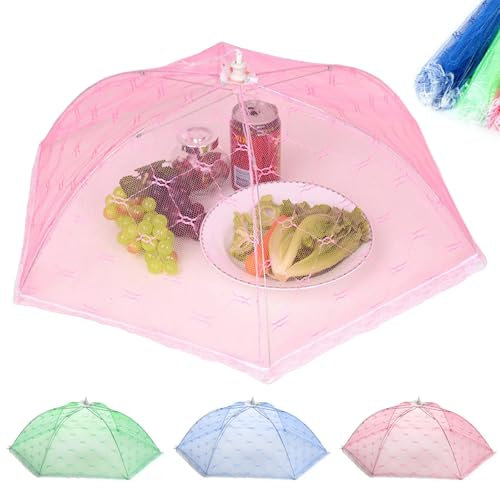 Food Covers, 3 Pack Food Net Cover Foldable Cake Cover Colourful Food Covers Mesh Pop Up 53 × 53cm Collapsible Food Domes Tents for Outdoors Picnic BBQ Parties