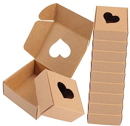 Ipetboom 20stücke Kraftpapier Geschenkboxen Mit Herzfenstern Aus Hochwertigem Papiermaterial Robust Und Langlebig Zum Verpacken Von Süßigkeiten Seifen Und Geschenken Für Jeden Anlass