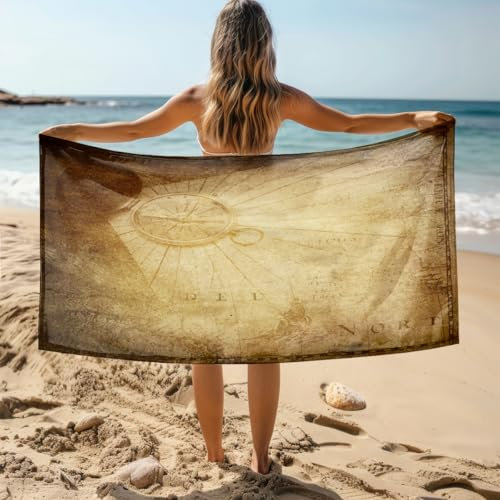 Strandtuch 70X150 Retro Mikrofaser Handtuch Beach Towel,Strandlaken,Strandtücher,Picknickdecke wasserdichte Stranddecke, Stranddecke Sandfrei für Strand, Park, Camping, Wandern